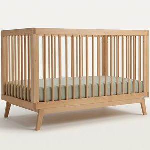 dadada Baby Soho 3-in-1 Convertible Crib to Toddler Bed – Wooden Crib Made in Italy, GREENGUARD Gold Certified Small Baby Crib – Baby-Safe Finish, Modern Design (Natural)