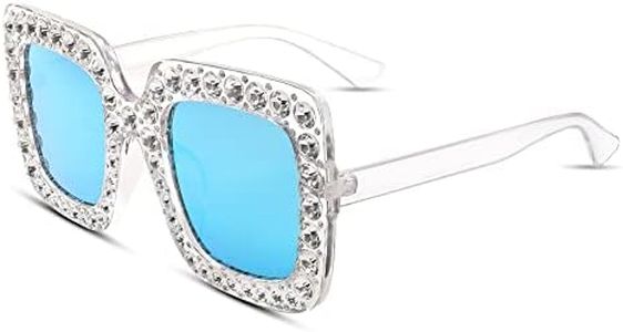 FEISEDY Women Sparkling Crystal Sunglasses Oversized Square Thick Frame B2283