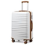 British Traveller 28" Large Suitcase Lightweight Hard Shell Luggage Durable Check in Hold Luggage with TSA Lock and 4 Spinner Wheels(28", White)