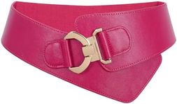 JASGOOD Women's Fashion Vintage Wide Elastic Stretch Waist Belt with Gold Interlock Buckle Halloween Belt,Hot Pink