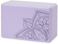 Gaiam Yoga Block - Supportive Latex-Free EVA Foam Soft Non-Slip Surface for Yoga, Pilates, Meditation (Lilac Print)