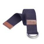 Yogan Yoga Belt/Yoga Strap | 100% Cotton | Pilates Belt/Strap | Solid SS D-Rings | Grippy Texture | 1.85m (Charcoal Grey)