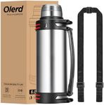 Olerd Large Thermosflask- 202oz Stainless Steel Insulated Bottle for Travel with BPA Free Cup - 6L Oversized Vacuum Insulated Thermoses with Handle and Strap for Hot & Cold Drinks(Silver)