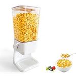 Drstarful Countertop Single Cereal Dispenser, 5.5Litre Large Corn Flakes Dispenser with Airtight Lid, Kids Friendly Dry Food Container Dispenser for Oatmeal Cornflakes Nuts Storage, Easy to Use, White