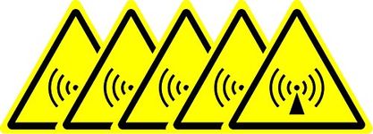 ISO Safety Sign - Warning Non-ionizing Radiation Symbol - Self Adhesive Stickers 50mm x 50mm (Pack of 5 Stickers)