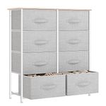 YITAHOME Chest of Drawers with 8 Drawers,Bedroom Drawers, Fabric Dresser with Wood Top,Drawer storage unit for for Bedroom, Living room, Kids room,Light Grey