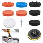 STHIRA® 4-Inch Car Polishing Pads Set with 7 Pcs Car Polish Sponge Pads, 1 Durable Wool Buffing Pad, 1 Universal Backing Plate - All-in-One Car Polish Kit for Polishing, Finishing, Waxing, Detailing