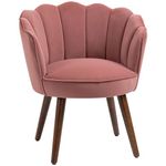 HOMCOM Modern Accent Chair Leisure Club Chair with Velvet-Touch Fabric Wood Legs for Living Room, Pink