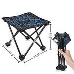 Mini Portable Folding Stool, Mini Camp Stool, Outdoor Folding Chair for BBQ,Camping,Fishing,Travel,Hiking,Garden,Beach,Oxford Cloth Seat with Carry Bag(Camouflage) (Blue)