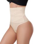 Yeblues Tummy Control Thong Shapewear for Women Seamless Body Shaper Underwear Comfort Shaping Thong Panties(Nude,2X-Large)