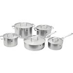 ZWILLING Passion 10 Piece 18/10 Stainless Steel Cookware Set - All Cooktops, Sigma Classic Design, Non-Drip - Silver