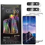 For Samsung Galaxy S10 Plus Tempered Glass Screen Protector + Camera Lens Protectors, [3D Glass] Fingerprint unlock Full Coverage Screen Protector