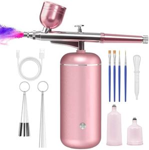 Airbrush Kit with Compressor - 48PSI High-Pressure, Non-Clogging Air Brush Set Cordless Rechargeable with 0.3mm Nozzle and Cleaning Brush for Nail Art, Makeup, Painting, and Cake Decorating