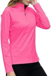 AjezMax Half Zip Pullover Women Long Sleeve Shirt Performance Running Athletic Shirts Roes 2XL