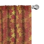 Ambesonne Orange Window Curtains, Colorful Autumn Fall Season Maple Leaves in Unusual Designs Nature Print, Lightweight Decorative Panels Set of 2 with Rod Pocket, Pair of - 28" x 84", Burnt Orange