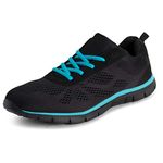 Get Fit Mens Lightweight Gym Fitness Athletic Comfort Cushioned Trainers - Black/Turquoise - 9