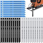 25 Piece Assorted U Shank Jigsaw Blade Set 6T 8T 10T, Made with HCS, Assorted Blades for Wood Plastic and Metal Cutting, Fit Most U Shape Shank Jigsaws