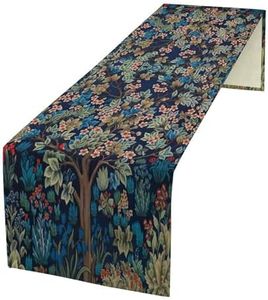 XBDDZSW William Morris Floral Table Runner William Morris Art Retro Design Pattern Printed Linen Table Runner for Home Kitchen Dining Table Decoration,13x36 Inch