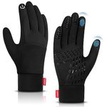 Lapulas Winter Thin Thermal Gloves, Touch Screen Anti-Slip Lightweight Gloves Liners Black Running Gloves for Men Women Outdoor Sports Cycling Driving Biking Hiking