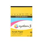 Daler-Rowney System3 Linen Texture 230gsm A3 Acrylic Paper Pad, Glued 1 Side, 20 White Sheets, Ideal for Professional Artists & Students