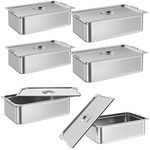 Garvee 6 Pack Full Size Food Pan,Commercial Catering Hotel Pan [NSF Certified][with Handle & Lid] Stainless Steel 6 Inch Deep Anti-Jamming Steam Table Pan