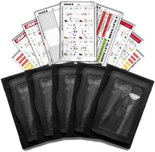 1NMORE 5v5, 7v7 Football Wristbands with Playbook System, Quarterback Wrist Coach for Youth, Flag Football Wrist Bands with Plays Stickers & PVC Cards (Black-5Pcs, 7 on 7)