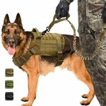 Tactical Dog Harness with Leash, for Hiking Training Military Service Dog Harness Suitable for Medium & Large Dogs (Khaki-M)