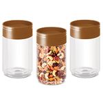 MILTON Stack IT Snack 750 Plastic Storage Jar, Set of 3, 680 ml Each, Brown | Airtight | Storage Jar | Kitchen Organiser | BPA Free | Stackable | Modular | Food Grade | Multipurpose Jar