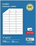 INJINEO Address Labels, 1" x 2-5/8" Shipping Address Labels for Inkjet & Laser Printers, Mailing Labels, Easy to Peel (750 Labels, 25 Sheets)