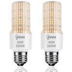 Led Corn Light Bulbs 300W Equivalent Super Bright 5000Lm 3000K Warm White Led Light Bulb E26/E27 Medium Base 40w Waterproof Led Bulb for Outdoor Indoor Lamp Bedroom Office Garage Warehouse-2 Pack