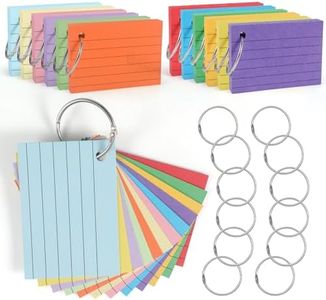 moinkerin Tarjetas Estudio 600 Piezas 3 * 2 Inch Multicolor Flashcards Fichas Estudio con 12 Anillas para Estudiar para la Oficina Aprendizaje en Casa