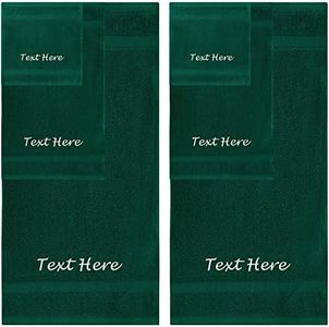 Personalized Passion Towels Set - 6 Pack Super Soft & Absorbent Turkish Cotton Towels Bathroom, Spa, Gym, Pool Hotels - Includes 2 Bath Towels, 2 Hand Towels, 2 Washcloths - Hunter Green Towel Set