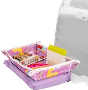 Lusso Gear Airplane Tray Table Cover - Organize Kids Travel Essentials - Snack & Toy Pockets for Airplane Toys for Toddlers 1-3 - iPad and Tablet Stand for Travel Toddler Essentials (Unicorns)