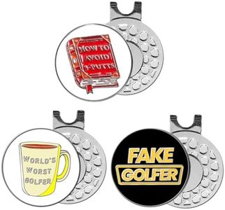 FINGER TEN Golf Ball Marker with Hat Clip Markers Assorted Patterns Value Gift Set Mark Golf Divot Tool Accessories for Men Women Kids (3 Wacky Marker)