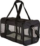 Amazon Basics Dog and Cat Carrier, Soft Sided Pet Travel Carrier for Cat and Dog, Black, Large, 50 cm L x 26 cm W x 28 cm H