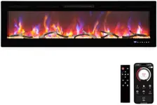 GarveeHome 72" Electric Fireplace Heater, Wall-Mounted & Recessed Fireplace, Multicolor Flame, Wiii-Enabled Electric Fireplace Insert, 12 Realistic Flame Options, 1500W Heater w/Thermostat, Black