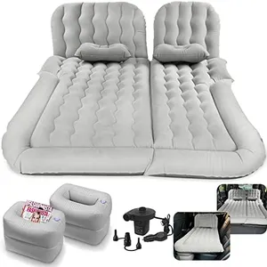 Byomostor 3 in 1 Car Air Mattress, Inflatable Bed for Car Back Seat Cargo Area Car Bed with Electric Air Pump-2 Support Fillers & 2 Pillows Fits SUV|MPV|Sedan|Minivan for Road Trip Camping Grey