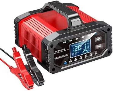 15A Smart Battery Charger Maintainer 12V/24V, 6-Level Adjustable Current, Smart Boost Mode, Battery Repair Function for LiFePO4, Lead-Acid, AGM, Gel, EFB, CA, Deep Cycle & Marine Batteries