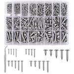 Loscrew 725Pcs M2 M3 M4 M5 M6 Phillips Cross Drive Self-Tapping Screws Kit, 23 Kinds of Size 304 Stainless Steel Self Tapping Round Head Tapping Screws for Wood Furniture or DIY(1Pc Tweezers)