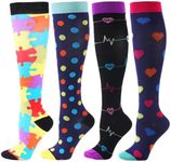 BISOUSOX Compression Socks for Women Men, Knee High Long Nurse Pregnancy Flight Travel Cycling Socks Best Support