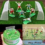 JoyGlobal 6 Football Players 2 Goal Gate Cake Topper Cake Decorating Tool