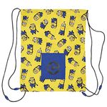 Popgear Minions Characters Gym Bag, Kids, One Size, Yellow/Blue, Official Merchandise