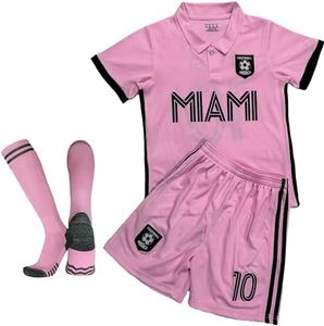 Soccer Football Jersey 3 Piece No.10 for Youth Kids Boys Girls Soccer Jersey with Socks,Jersey Shirt Gift Set, #10 Jersey-pink