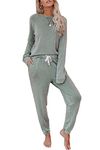 Bunanphy Womens Lounge Wear Pullover Pajamas Sets Ladies Ladies Casual Sleepwear with Pockets Green A Small