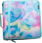 Case-it The Mighty Zip Tab Zipper Binder - 3 Inch O-Rings - 5 Color Tab Expanding File Folder - Multiple Pockets - 600 Sheet Capacity - Comes with Shoulder Strap - Aqua Iridescent Pastel D-146-P