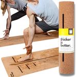 Body By Yoga Soft,Thick,Non Slip,Cork Yoga Mat With Just The Right Amount Of Padding For Sweat,Hot Yoga,Pilates,Bikram,And General Fitness Extra Thick 80" x 26" x 6.5mm Perfect Posture Alignment Lines