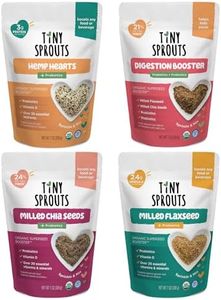 Tiny Sprouts Organic Superseed Variety Pack + Probiotics + Vitamin D3 | Flax • Chia • Hemp • Digestion Boosters | Complete Omega-3, Protein & Fiber Nutrition | Kids Superfood Nutrition Boosters for Brain, Gut & Immune Health | Gluten-Free Plant-Based Superfood | 7 oz x 4 Pack