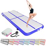 SK DEPOT Inflatable Yoga Track Inflatable Gymnastics Mattress 10ft x 3.4ft x 0.3ft Artistic Gymnastics Tumbling Track Mat Indoor Outdoor Thickness Air Track for Gym Home (Blue)