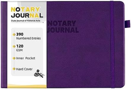 Homlive Notary Journal Log Book, Notary Book with 390 Record Entries, 10"X7" Notary Log Books Notarial Public Journal for Notarial Acts, Hardcover, 120gsm Thick Numbered Pages, Purple