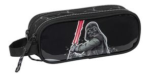 Safta Star Wars The Fighter – Double Child's Pencil Case, Children's Pencil Case, Ideal for School-Age Children, Comfortable and Versatile, Quality and Resistance, 21 x 6 x 8 cm, Black, Black/White,